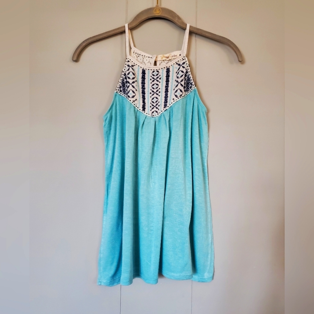 Xs sleeveless cotton spaghetti strap ocean blue shirt.